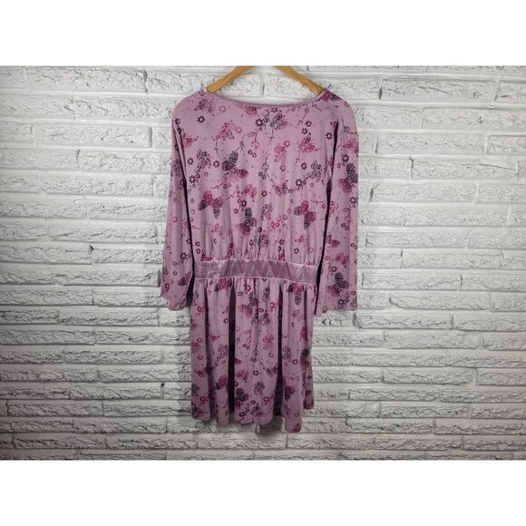 Apt 9 Intimates Womens Robe XXL Plus 3/4 Sleeve Butterflies Lavender C19E - Picture 6 of 10